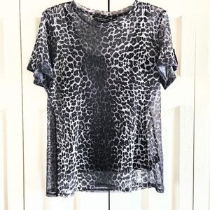 Dorothy Perkins Animal Print Short Sleeve Mesh Top, Size US 8